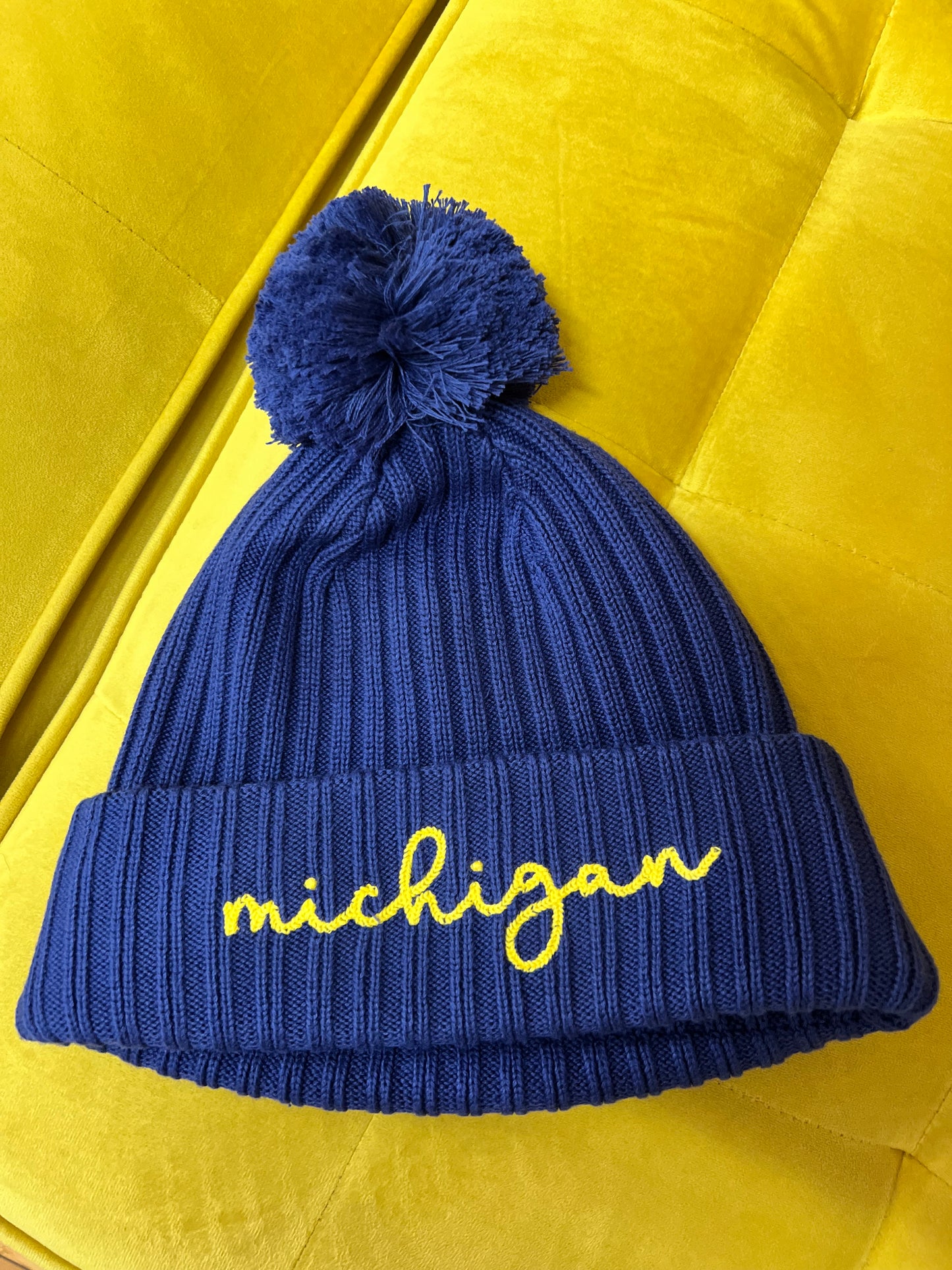 Michigan Cursive Beanie