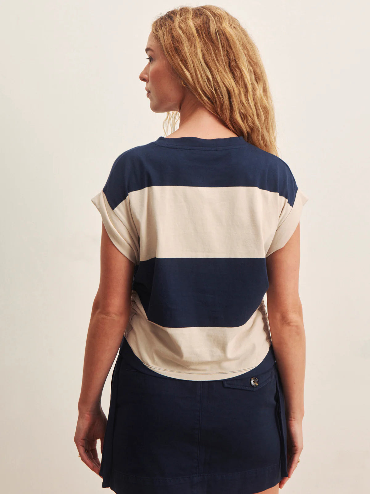 All Day Ruched Tee in Navy/Dark Opal