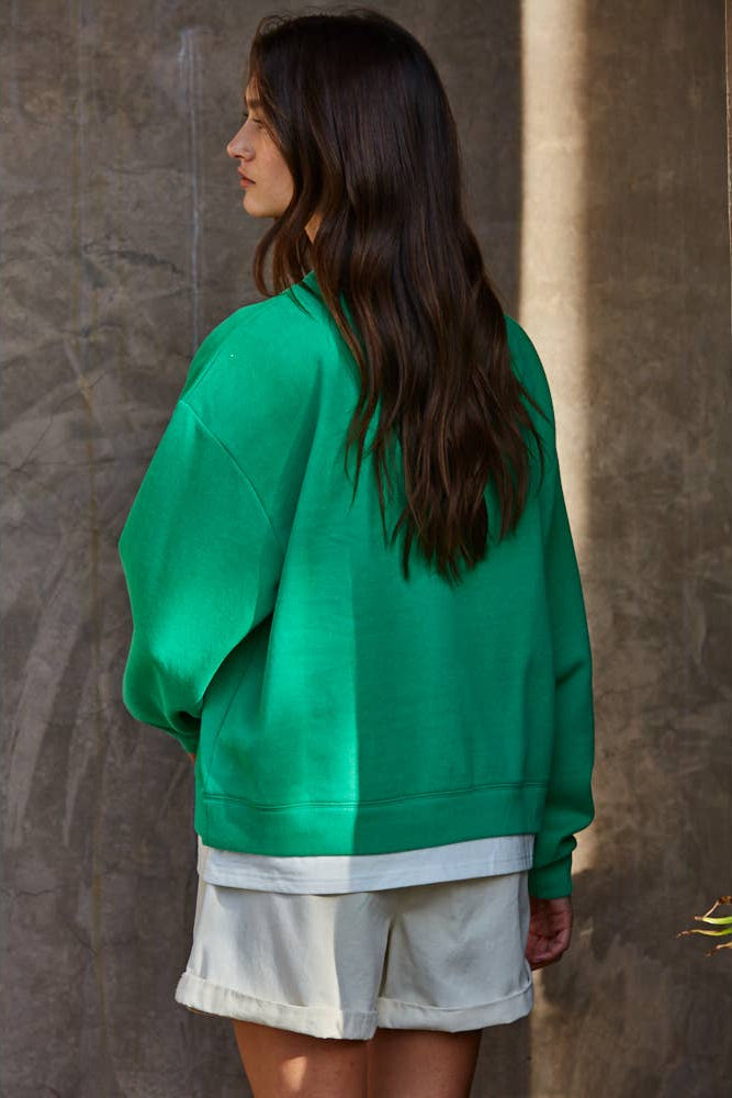 Always on Crew Twofer Pullover in Varsity Green