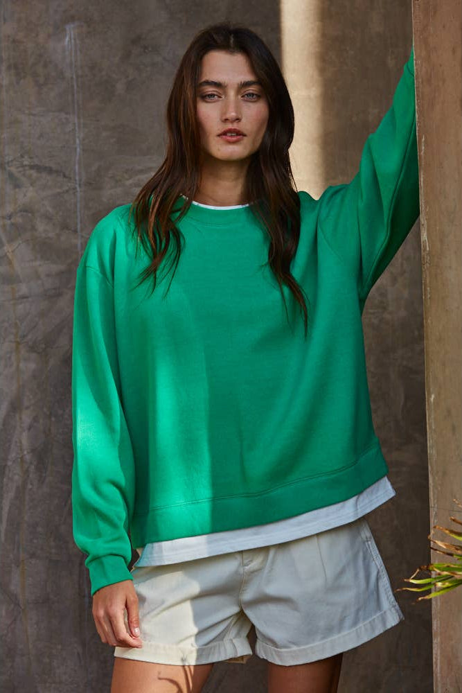 Always on Crew Twofer Pullover in Varsity Green