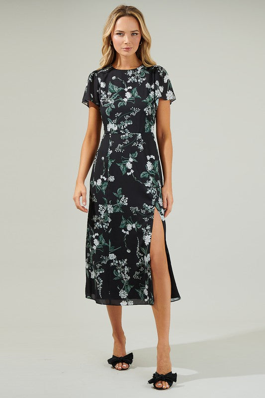 Angelonia Floral Midi Dress