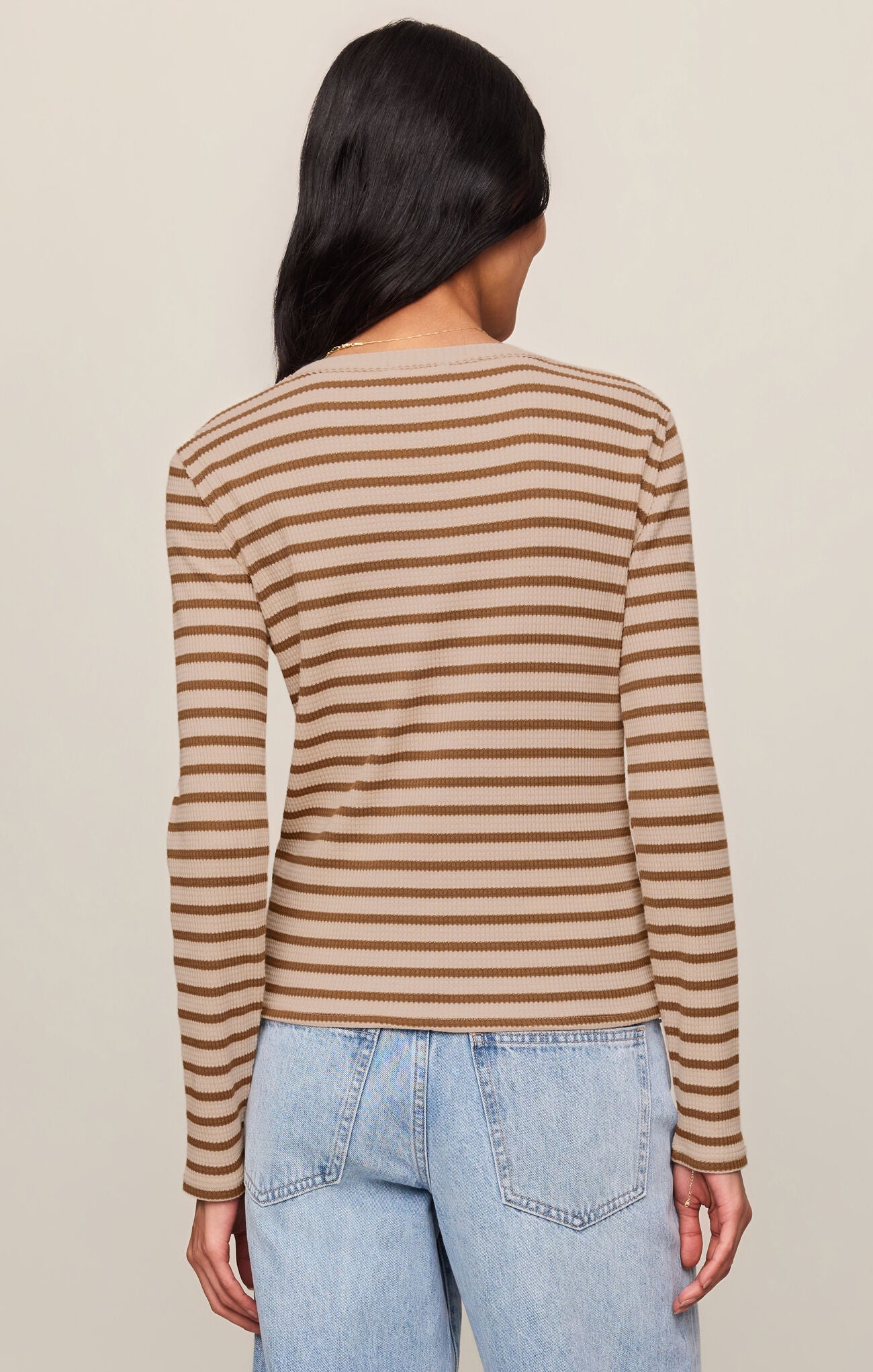 Arlet Stripe Thermal Top in Saddle Suede