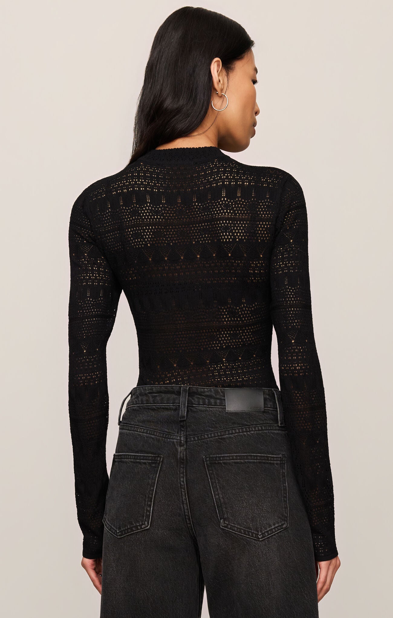 Avery Lace Knit Top in Black