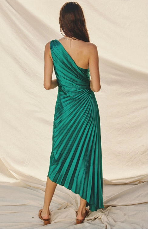 Olympia One Shoulder Maxi Dress Emerald
