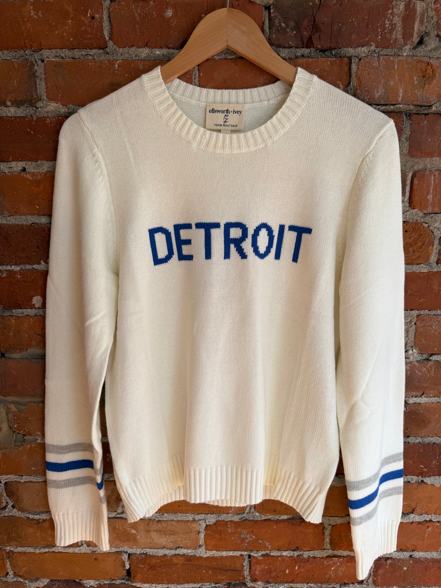 Detroit Block Crewneck Sweater White