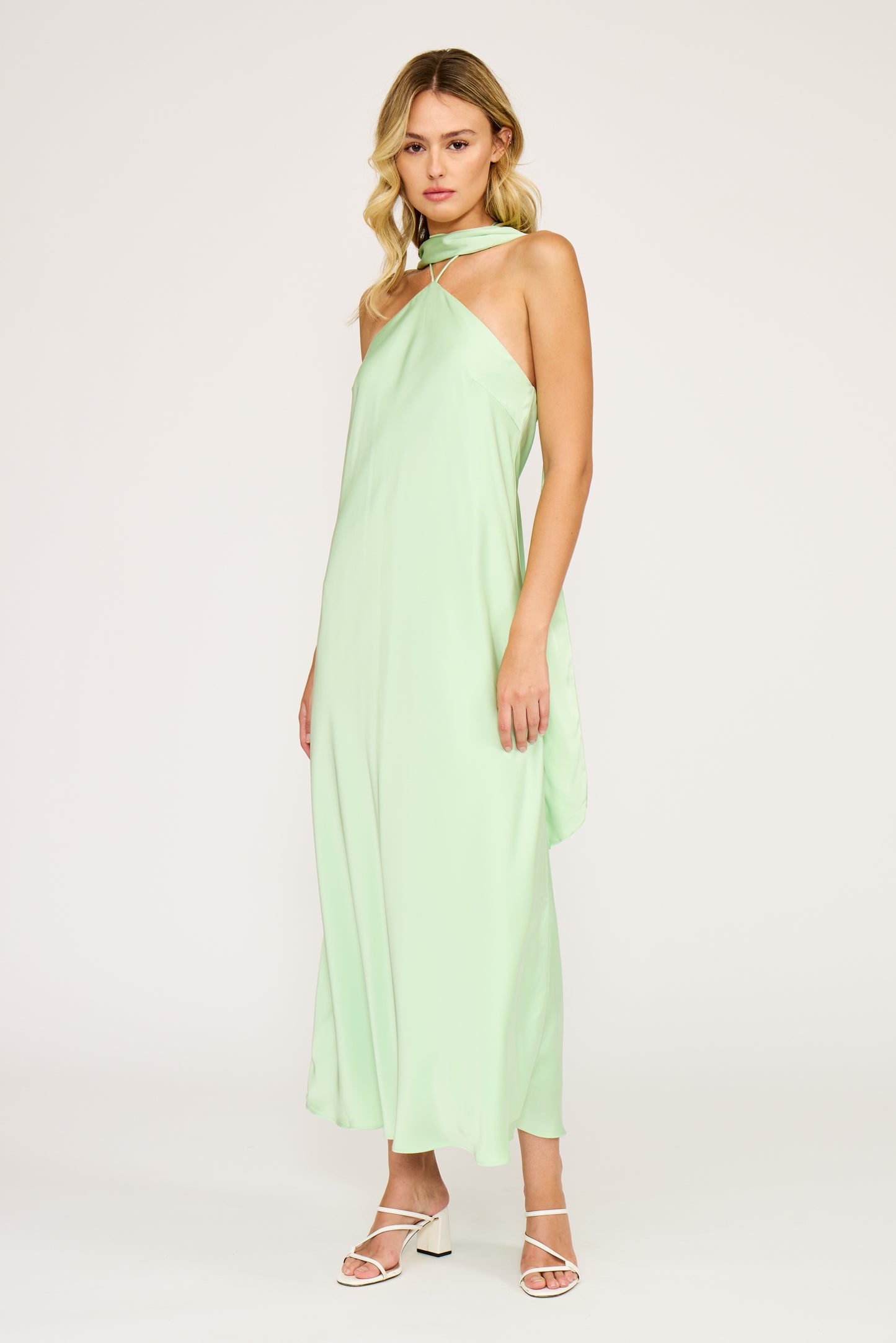 Devon Halter Scarf Dress L / Light Green Devon Halter Scarf Dress L / Light Green