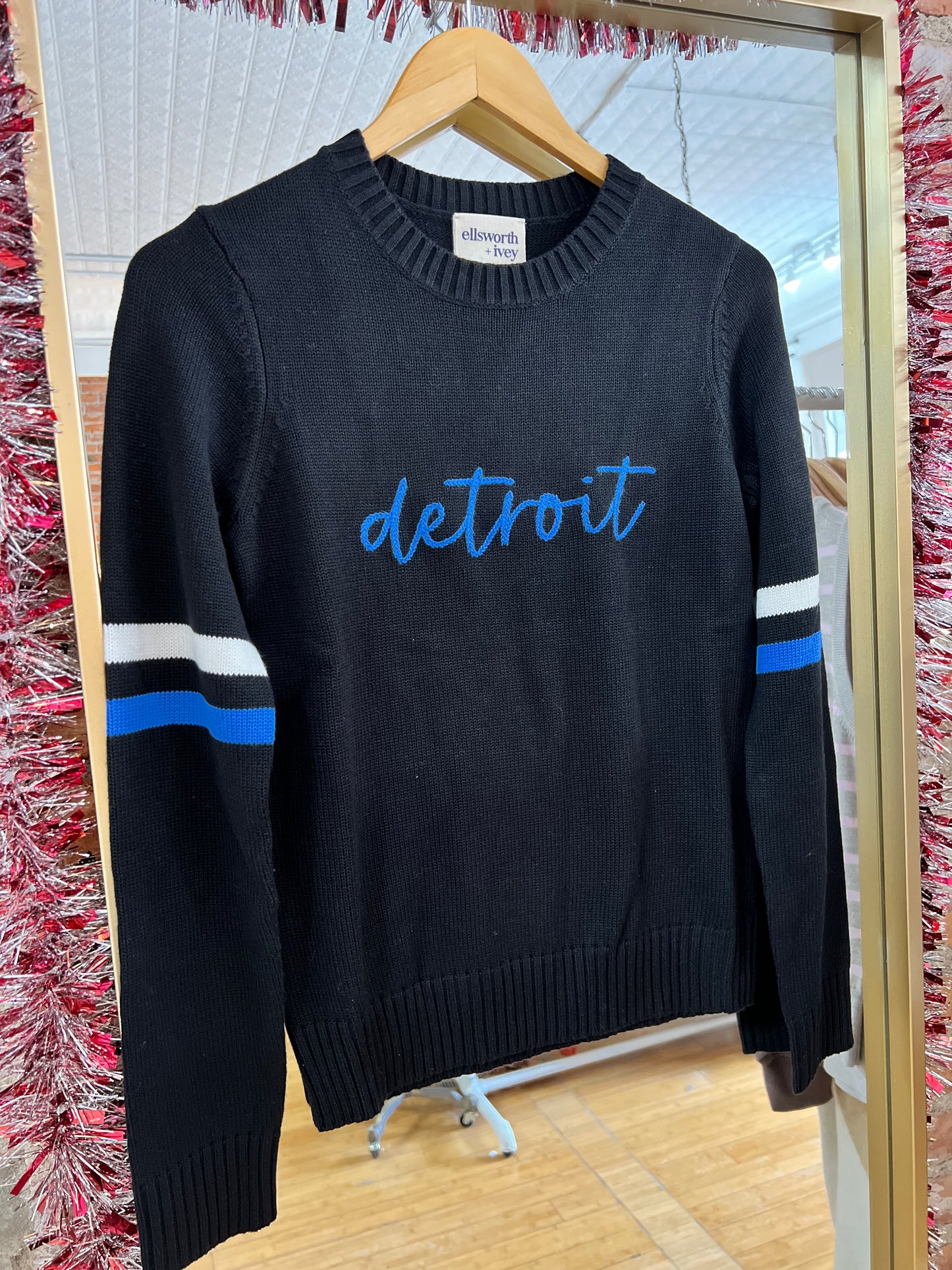 Detroit Cursive Black Sweater