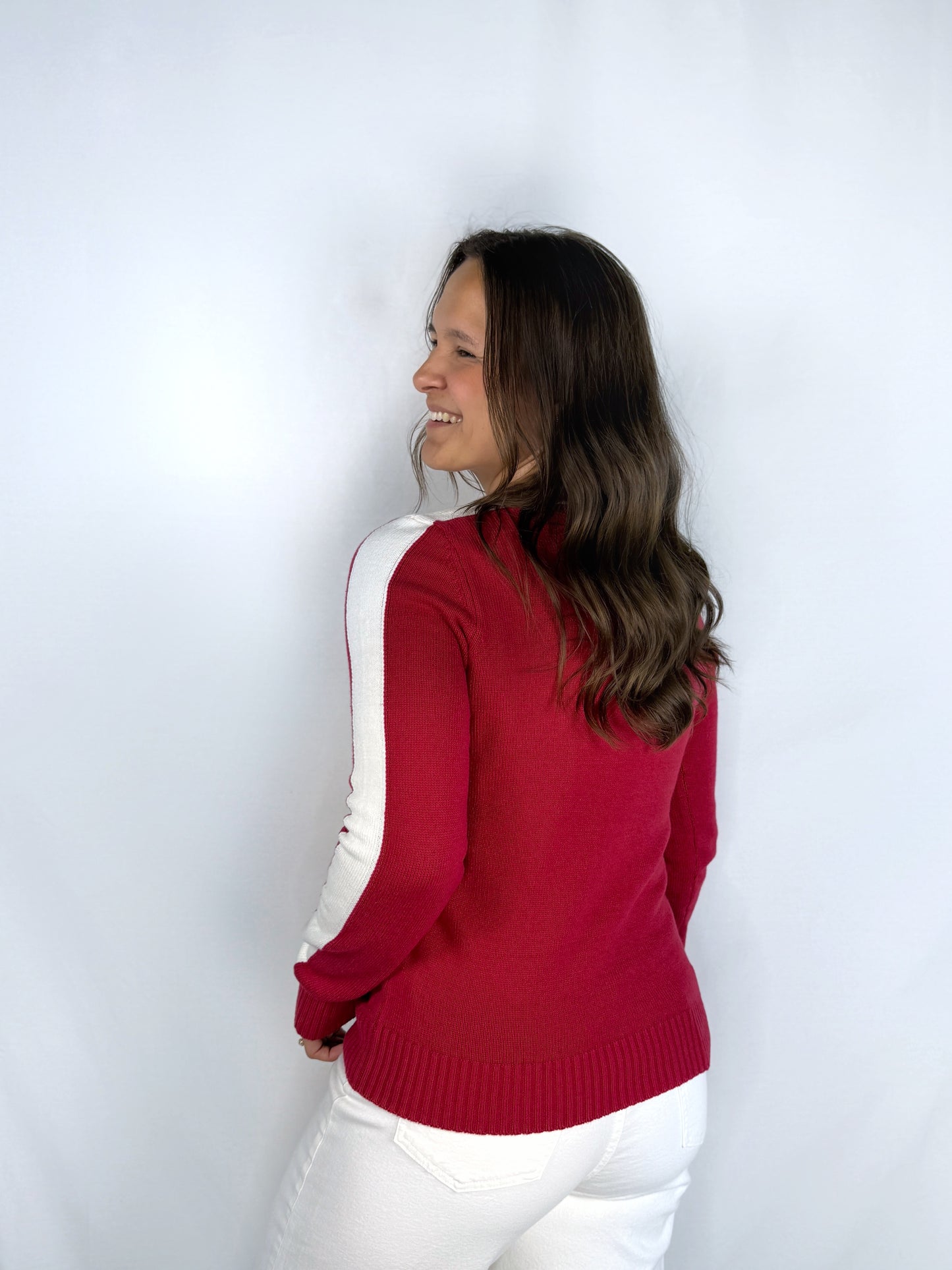 Indiana Red with White Stripes Sweater