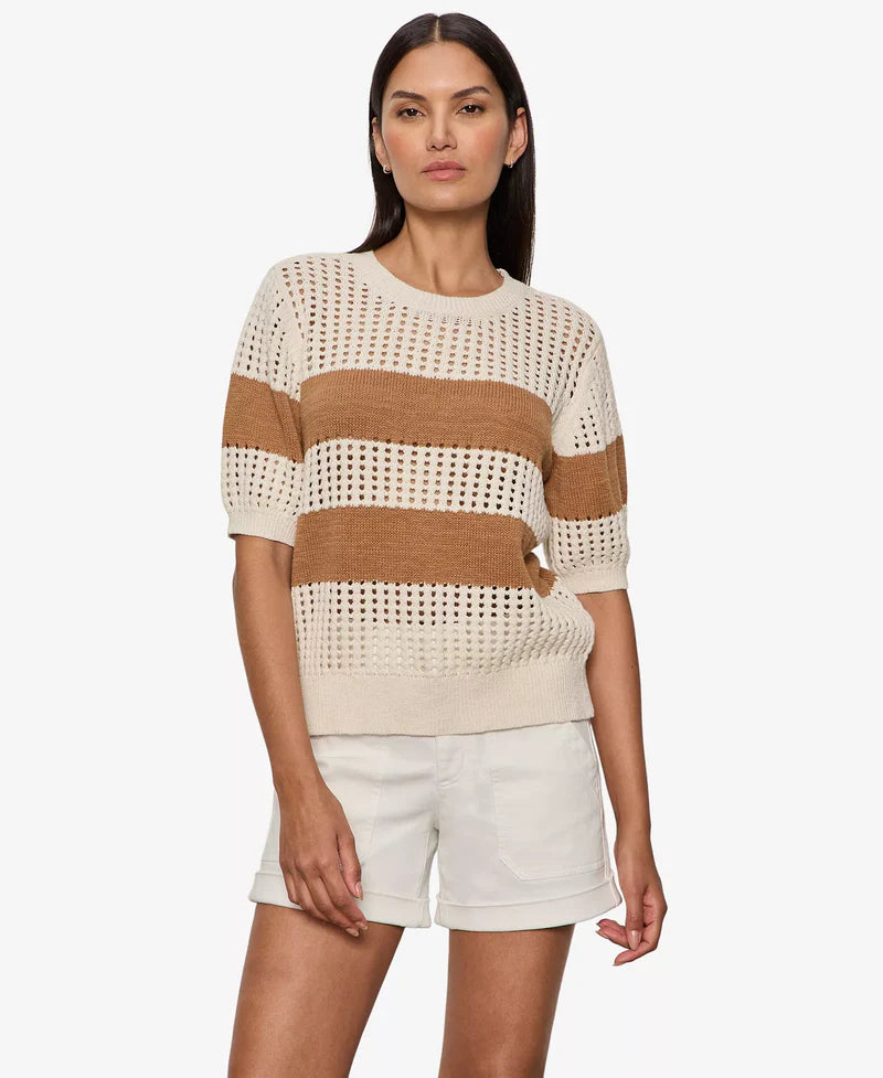 Beachside Openwork Tee in Collagen/Toasted Coconut