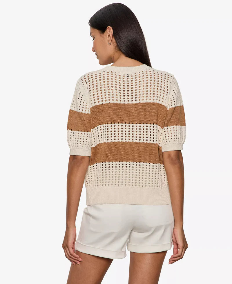 Beachside Openwork Tee in Collagen/Toasted Coconut
