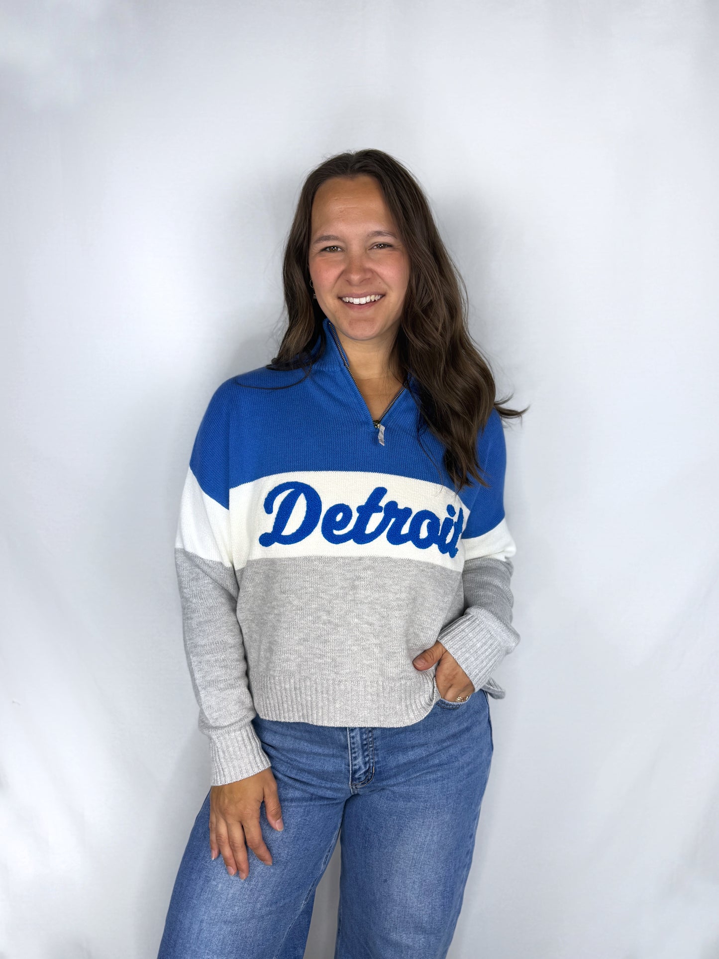 Detroit Grey/Blue Quarter Zip