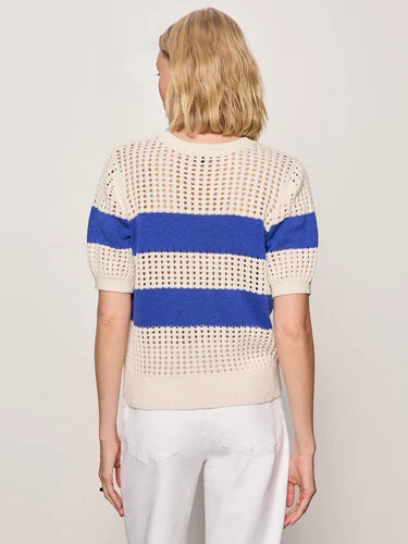 Beachside Openwork Tee in Collagen/Luminous Blue