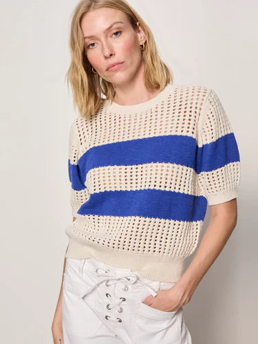 Beachside Openwork Tee in Collagen/Luminous Blue