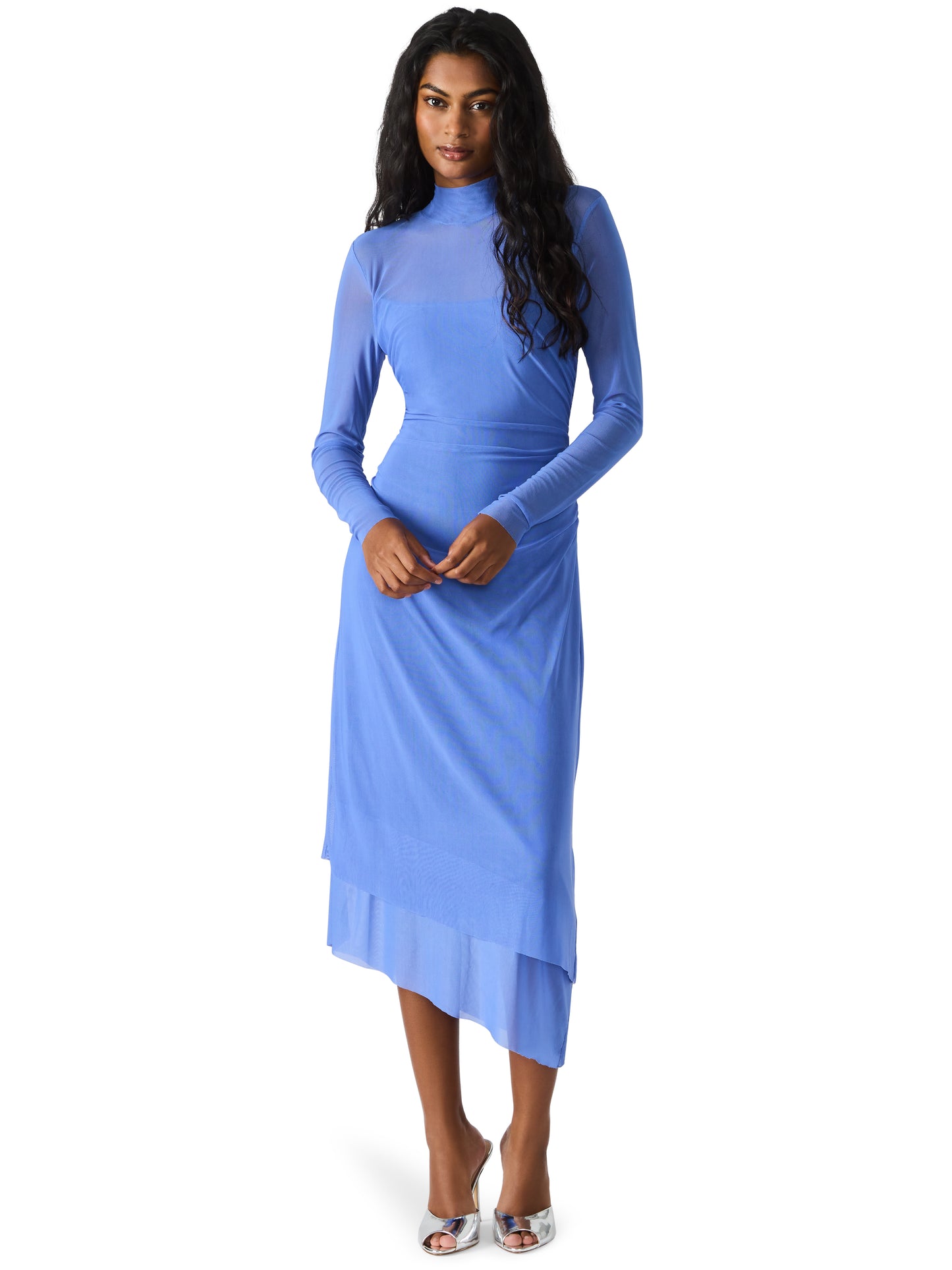 Blare Mesh Midi Dress Cobalt