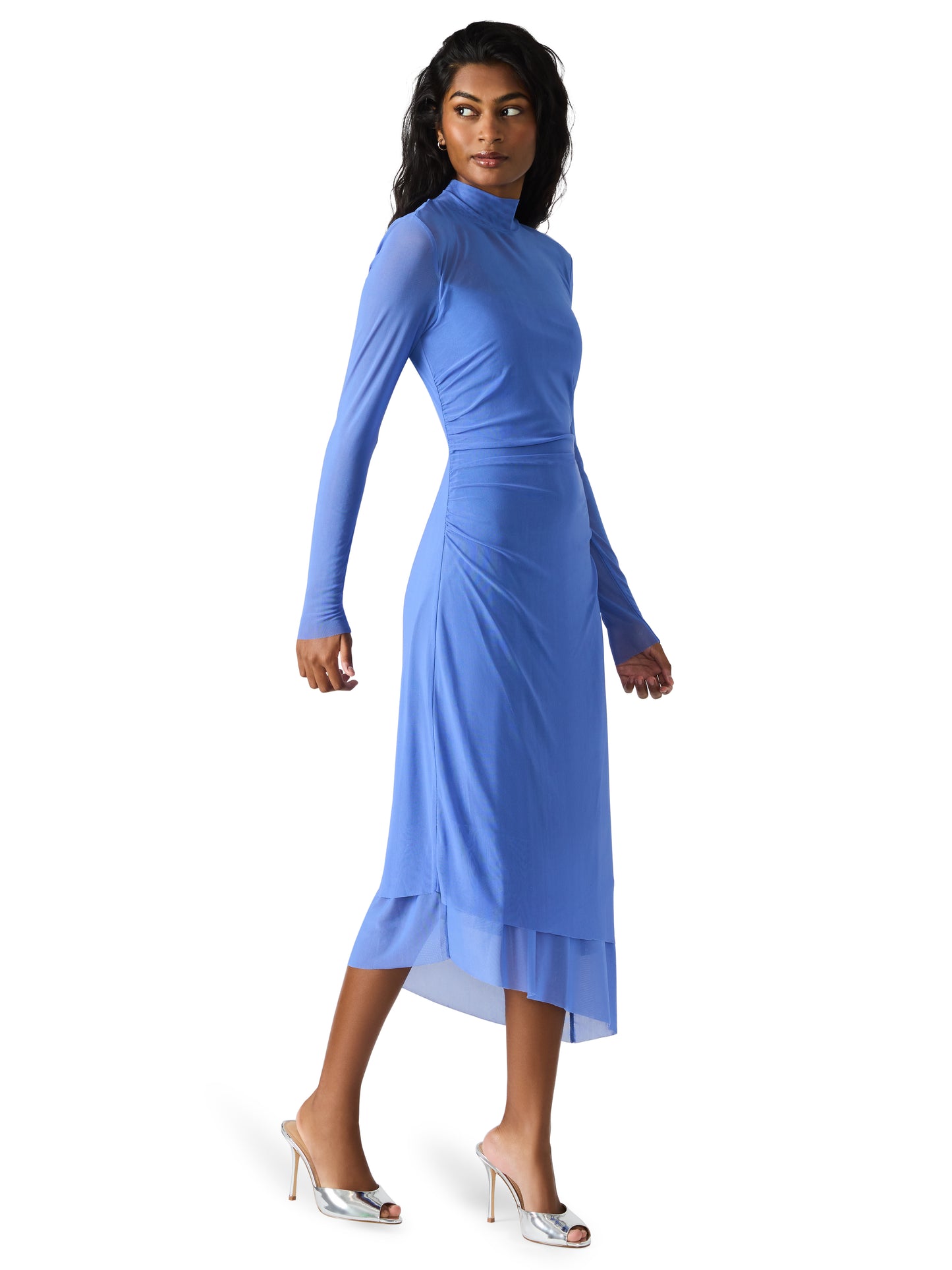 Steve Madden Women's Blare Mesh Asymmetrical-Hem Midi Dress - Cobalt - L Steve Madden Women's Blare Mesh Asymmetrical-Hem Midi Dress - Cobalt - L