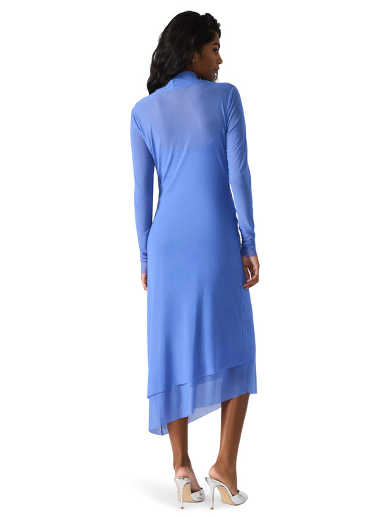 Steve Madden Women's Blare Mesh Asymmetrical-Hem Midi Dress - Cobalt - L Steve Madden Women's Blare Mesh Asymmetrical-Hem Midi Dress - Cobalt - L