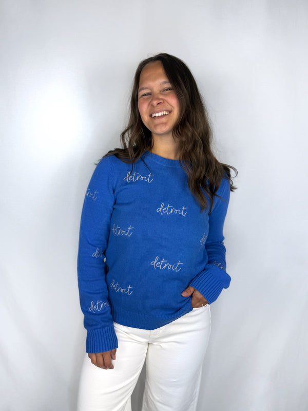 Detroit All Over Sweater Blue/Grey