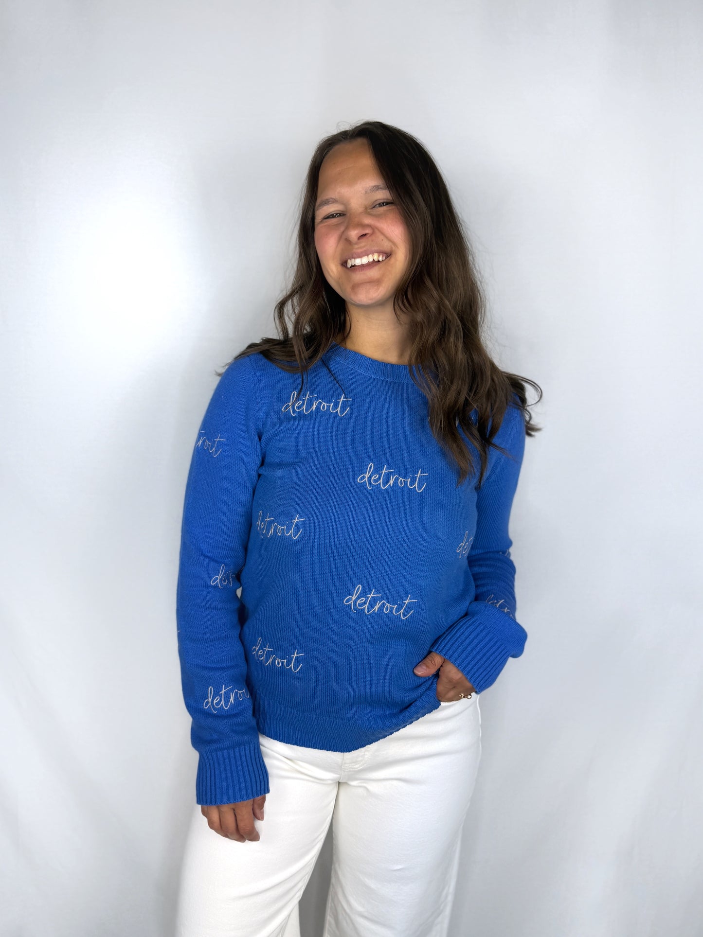 Detroit All Over Sweater Blue/Grey