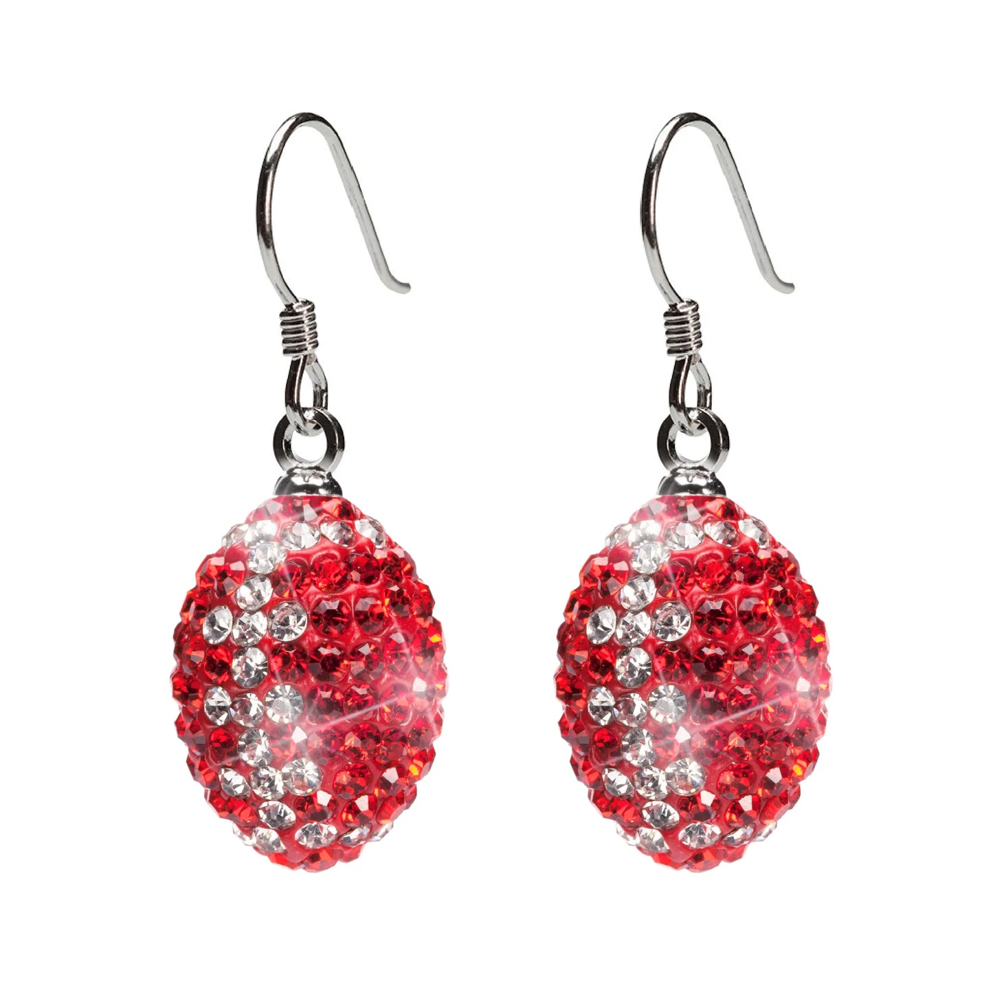 Crystal Football Earrings Red/Clear