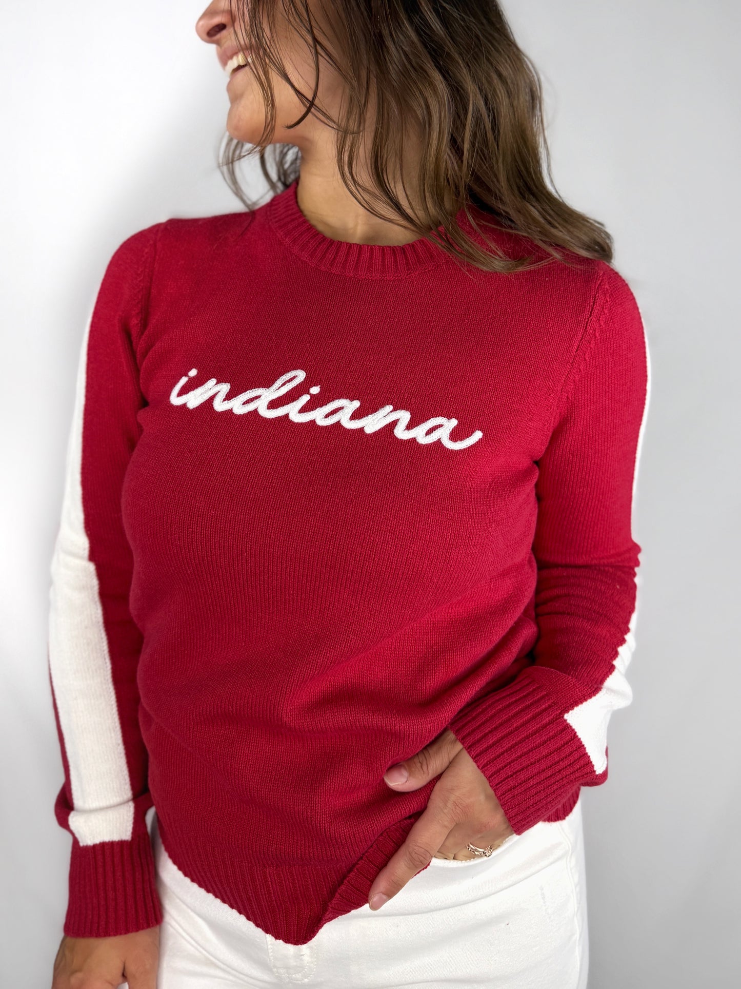 Indiana Red with White Stripes Sweater