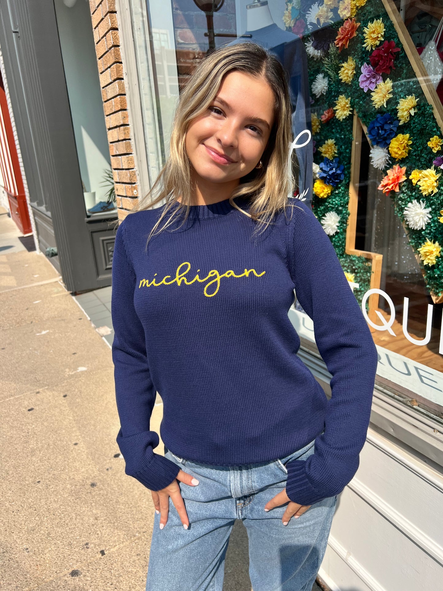 Michigan Cursive Knit Sweater