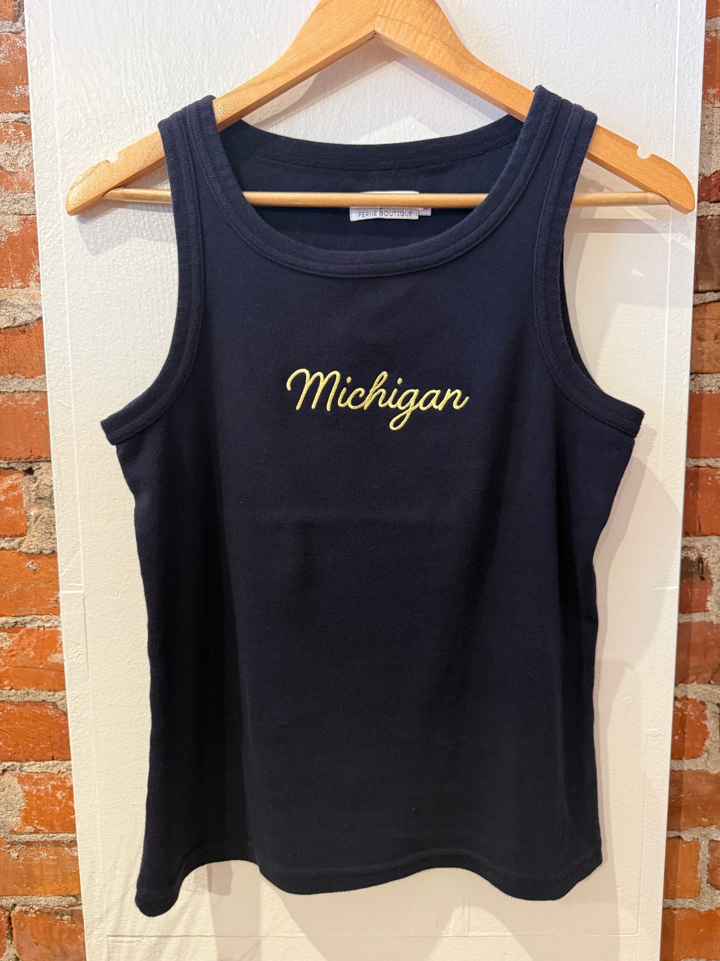 Michigan Embroidered Tank Navy