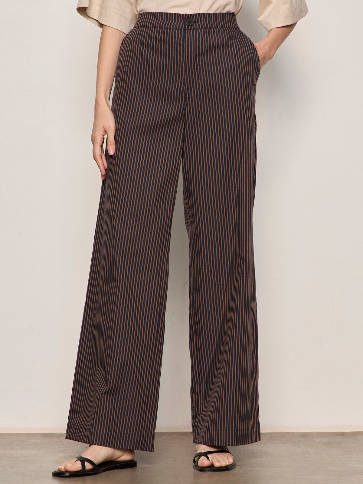 Eloise Stripe Trouser in Navy Pinstripe