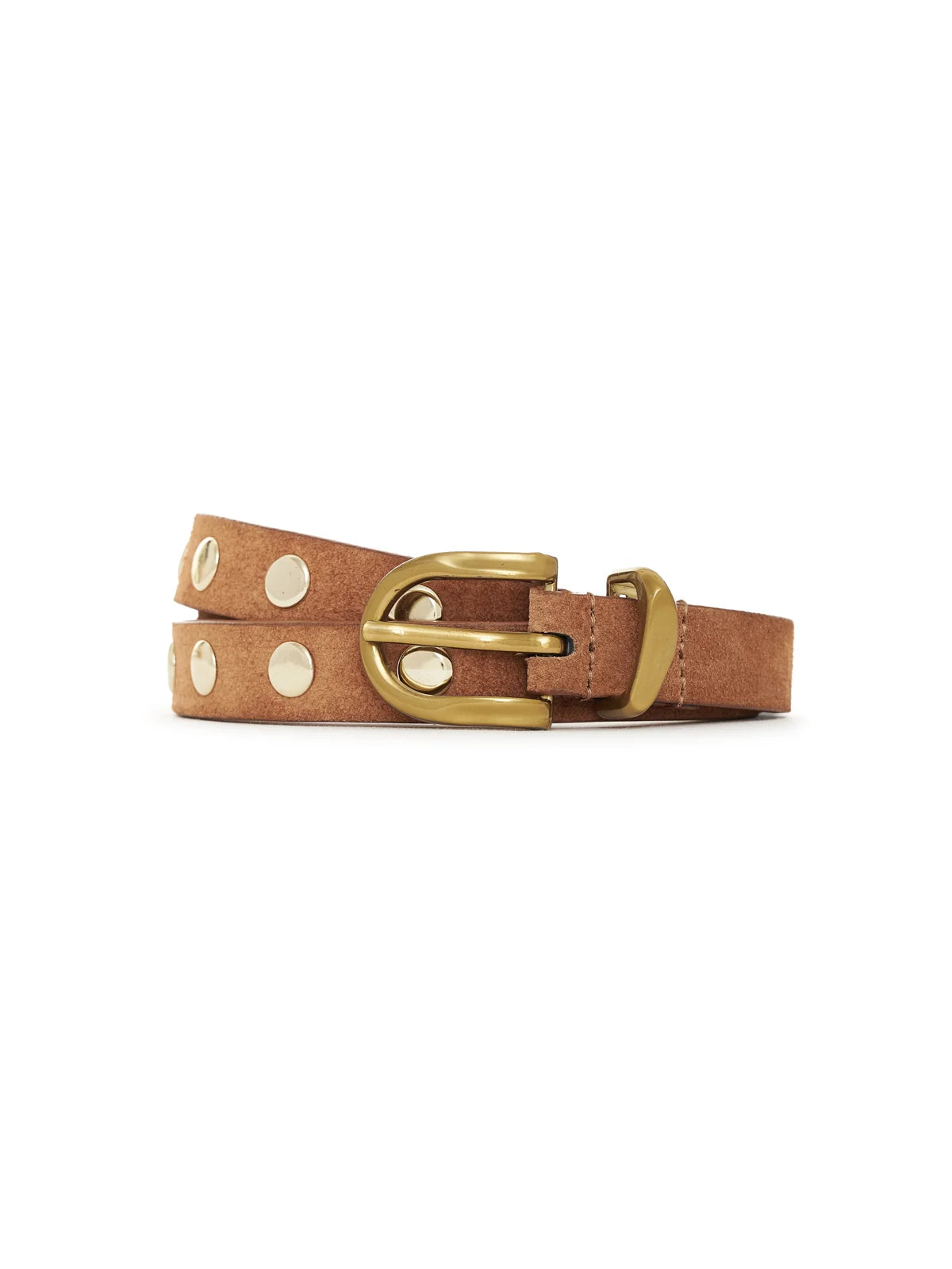 Studded All Day Suede Belt in Ancient Clay