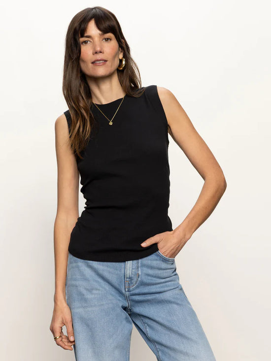Ribbed Ruched Tank Black