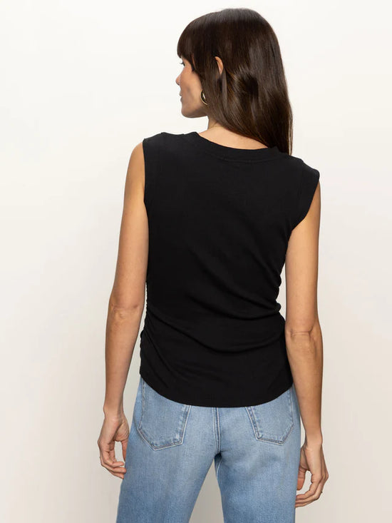 Ribbed Ruched Tank Black
