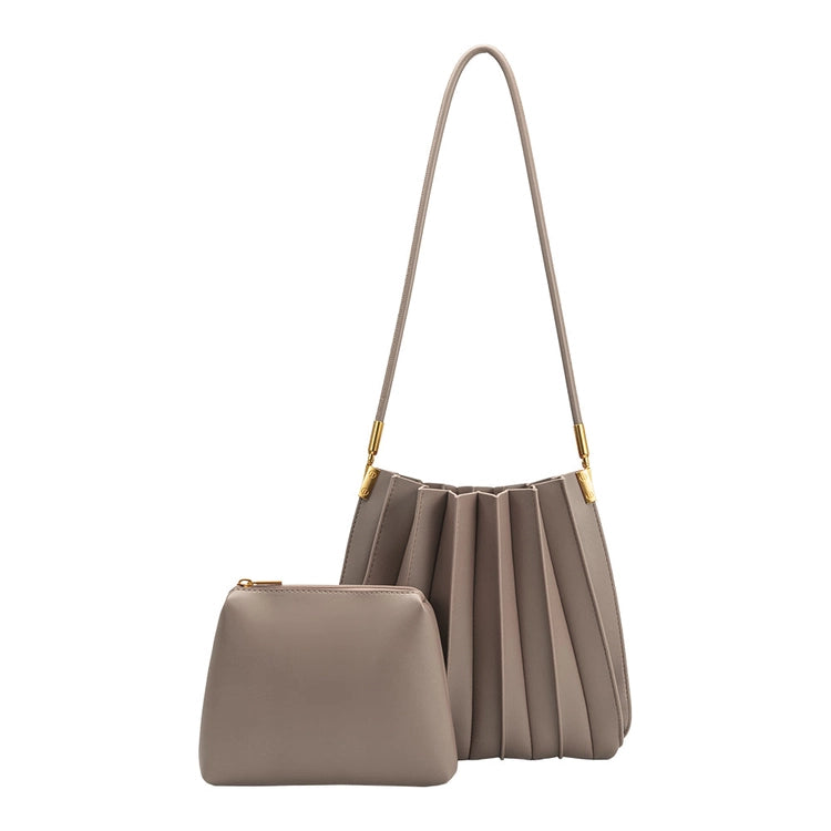 Carrie Vegan Leather Shoulder Bag in Mushroom