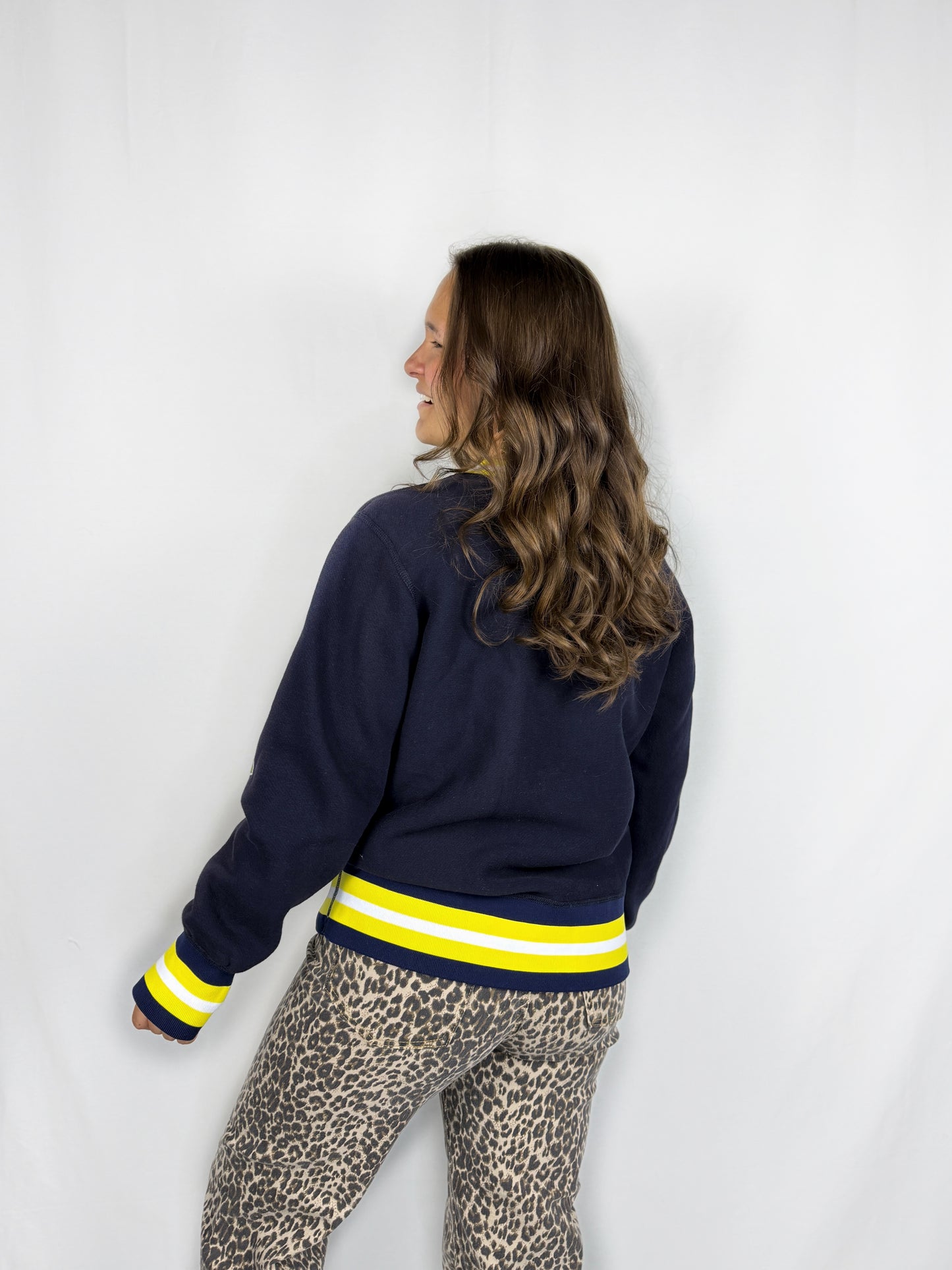 Michigan Stripe Rib Crewneck Sweatshirt