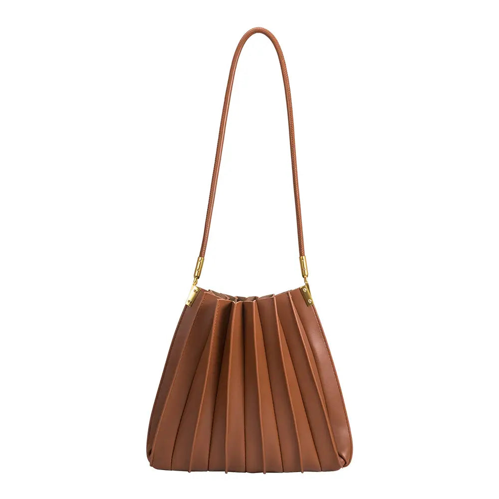 Carrie Vegan Leather Shoulder Bag in Saddle