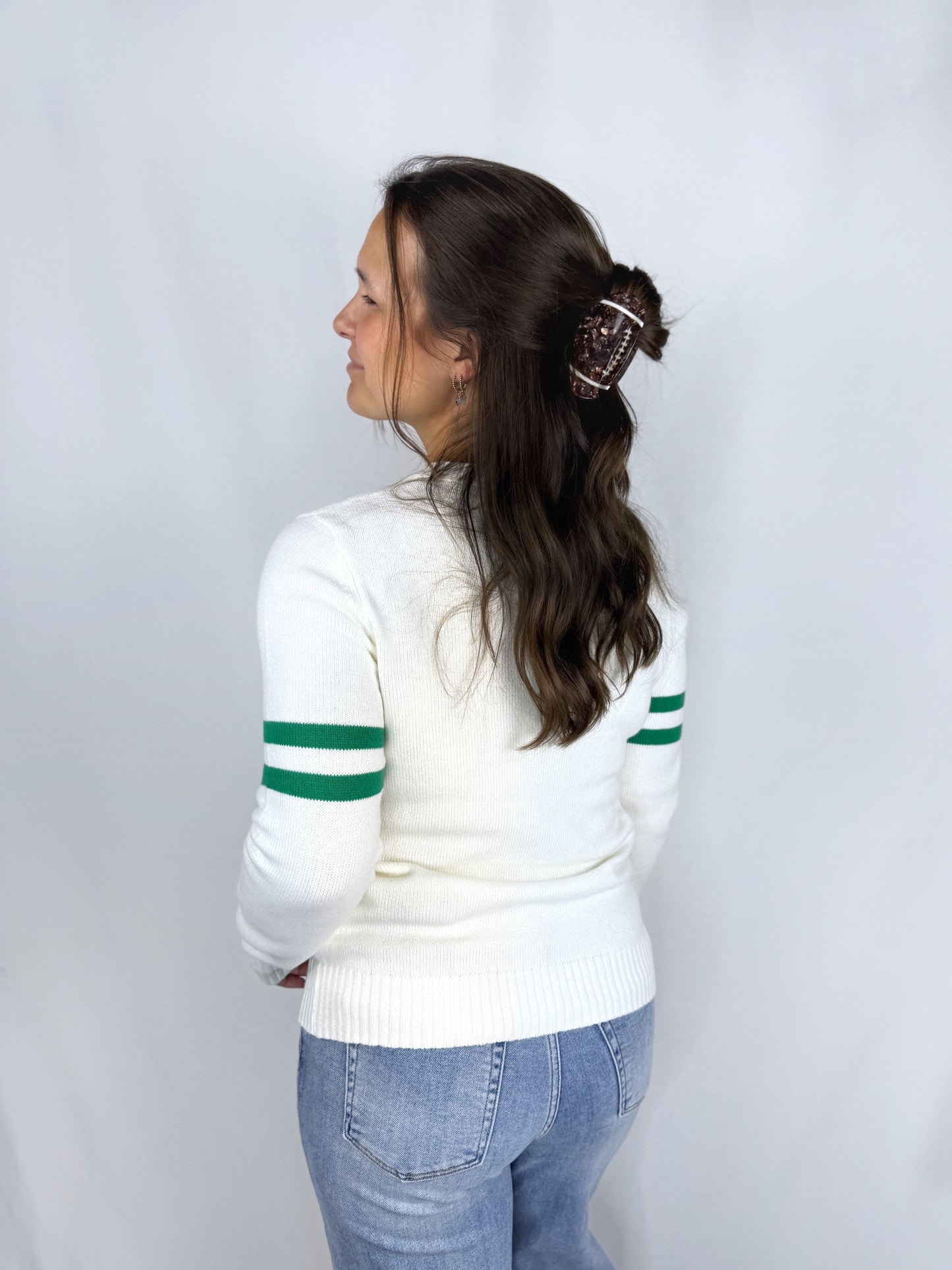 Michigan State Ivory with Stripes Sweater