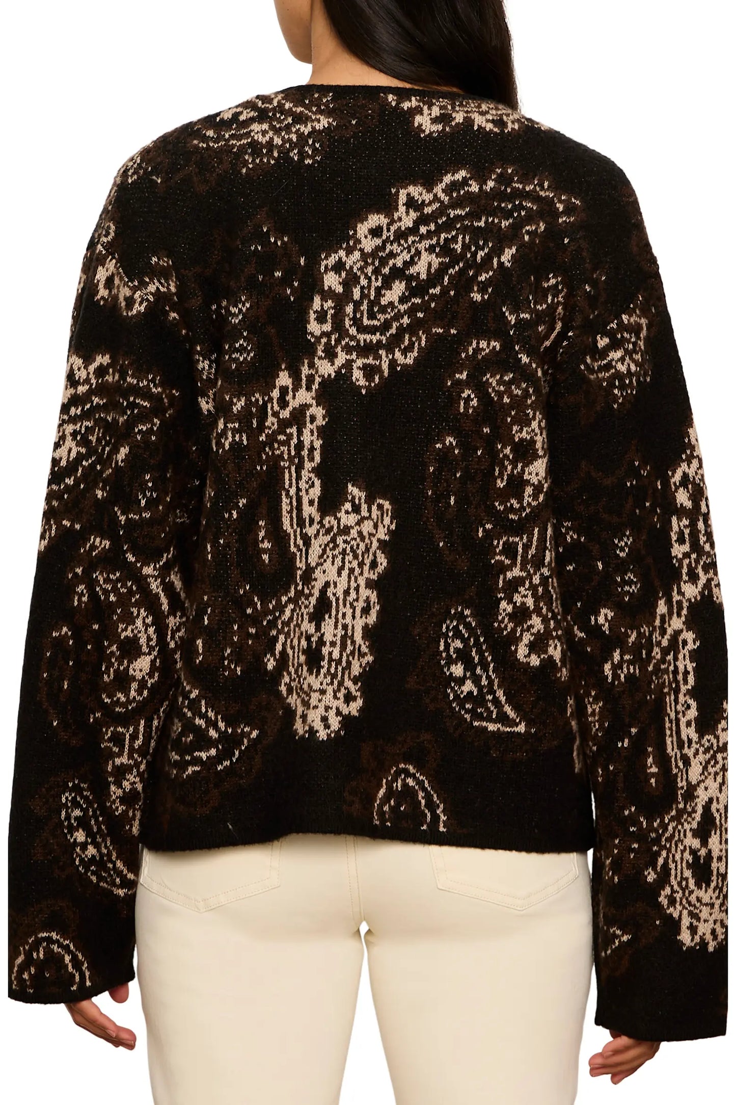 Jacquard Knit Jacket in Black Paisley