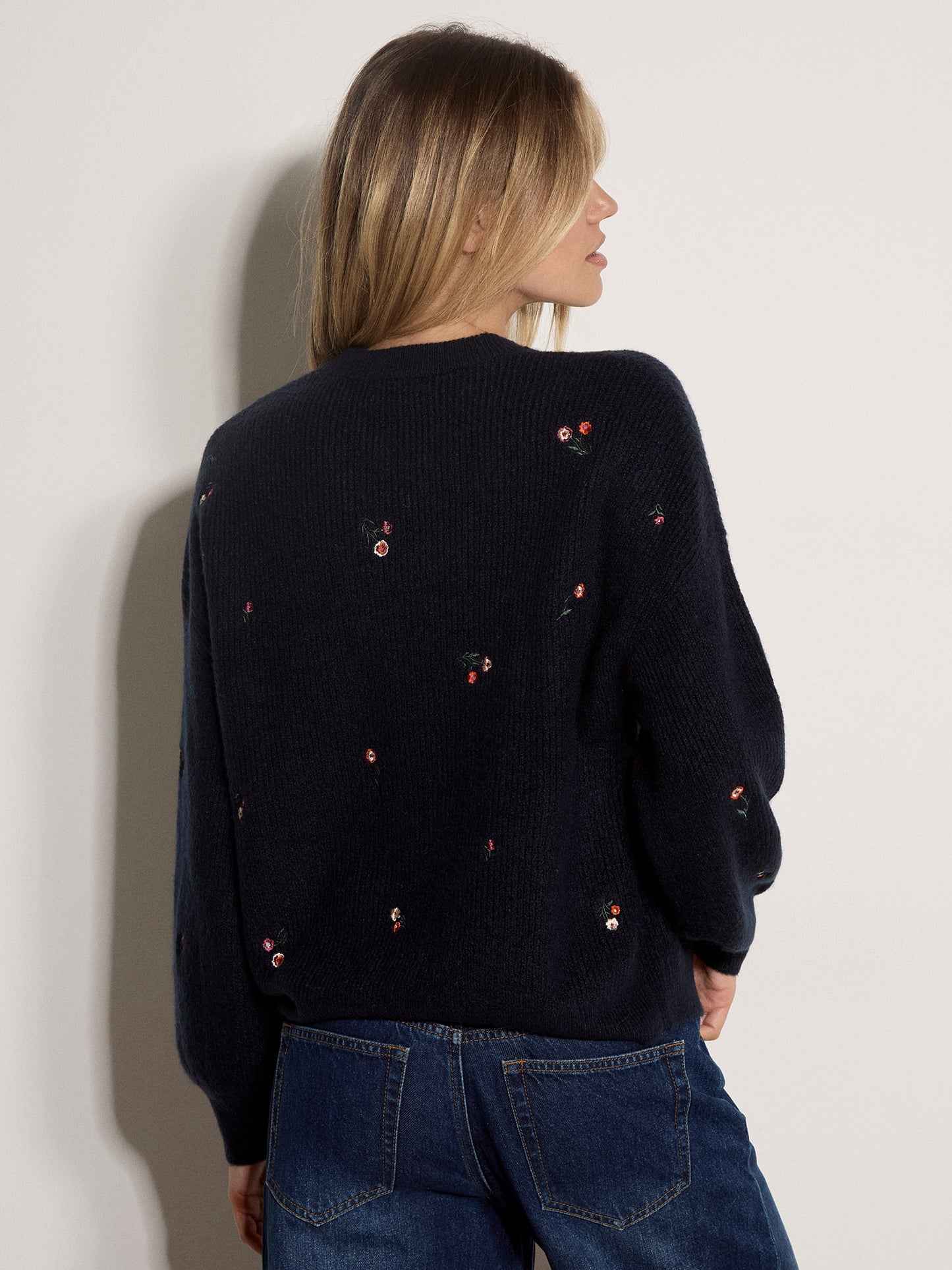 Dainty Bloom Sweater in Navy