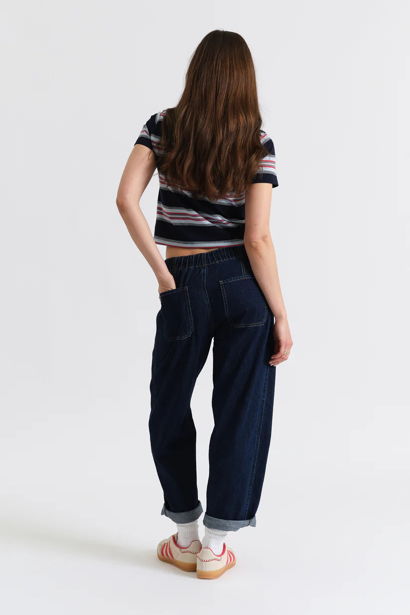 Villa Drawstring Barrel Jeans in Blue Mood
