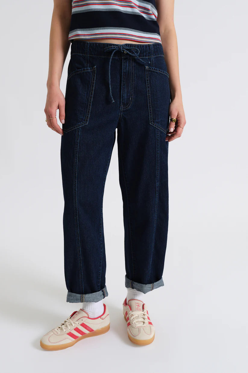 Villa Drawstring Barrel Jeans in Blue Mood