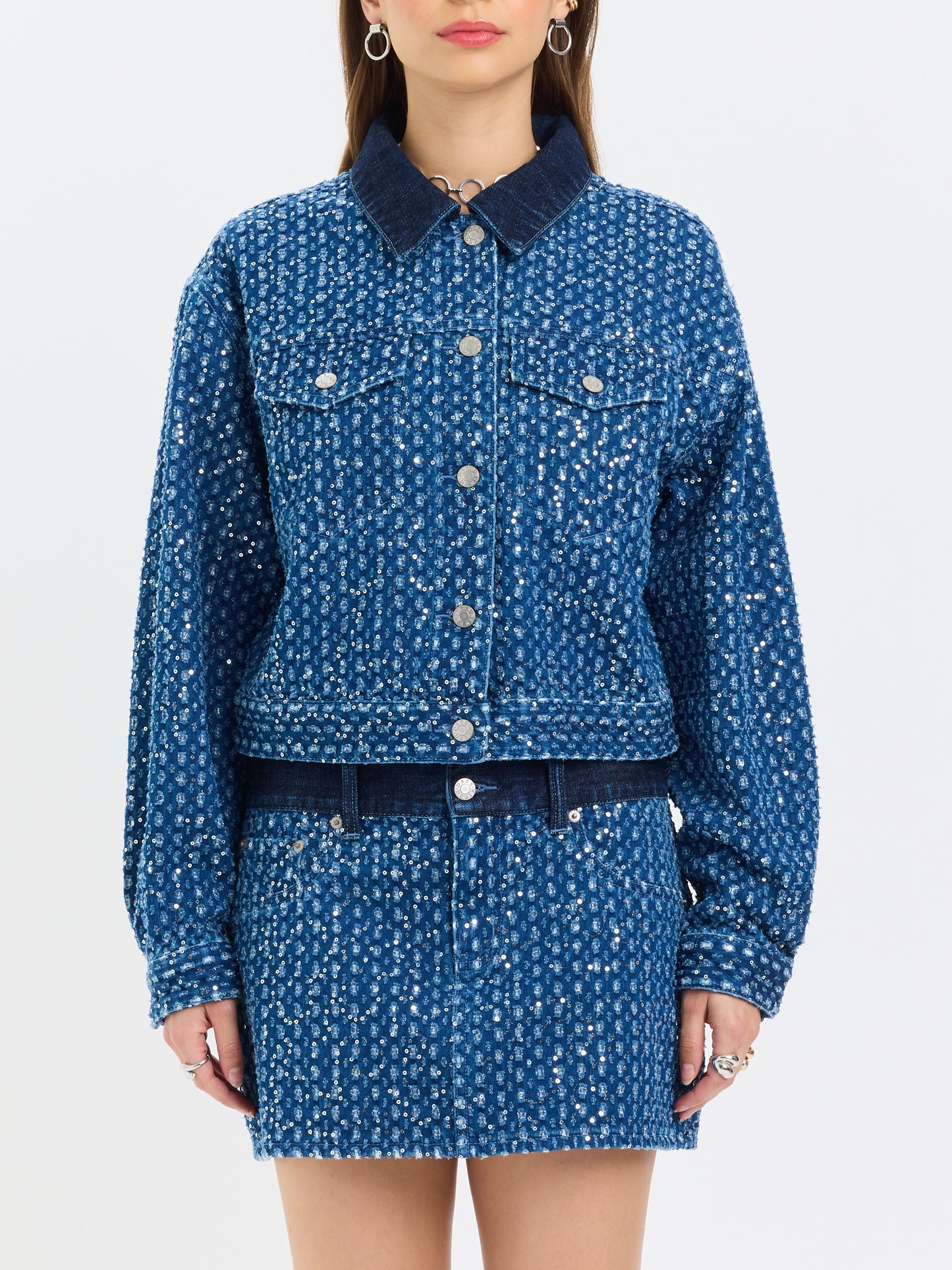 Del Mar Cropped Trucker Jacket in Prism