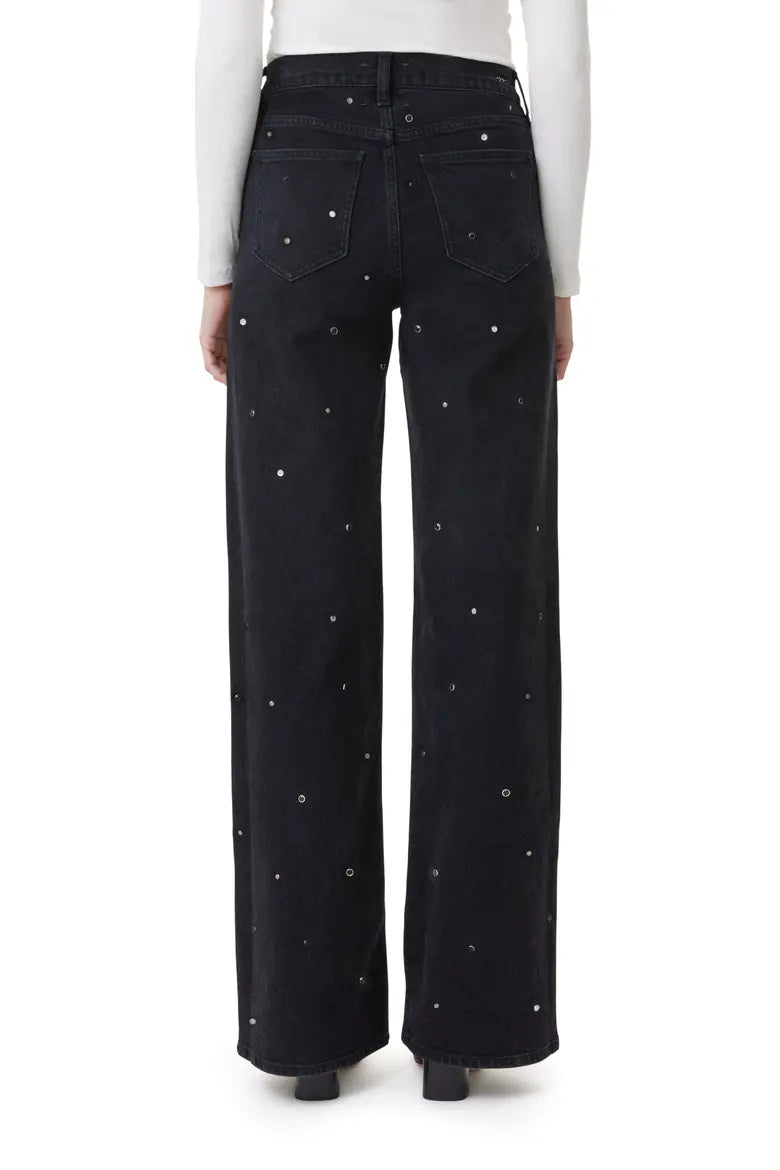 Denver Grommet High Waist Wide Leg Jeans