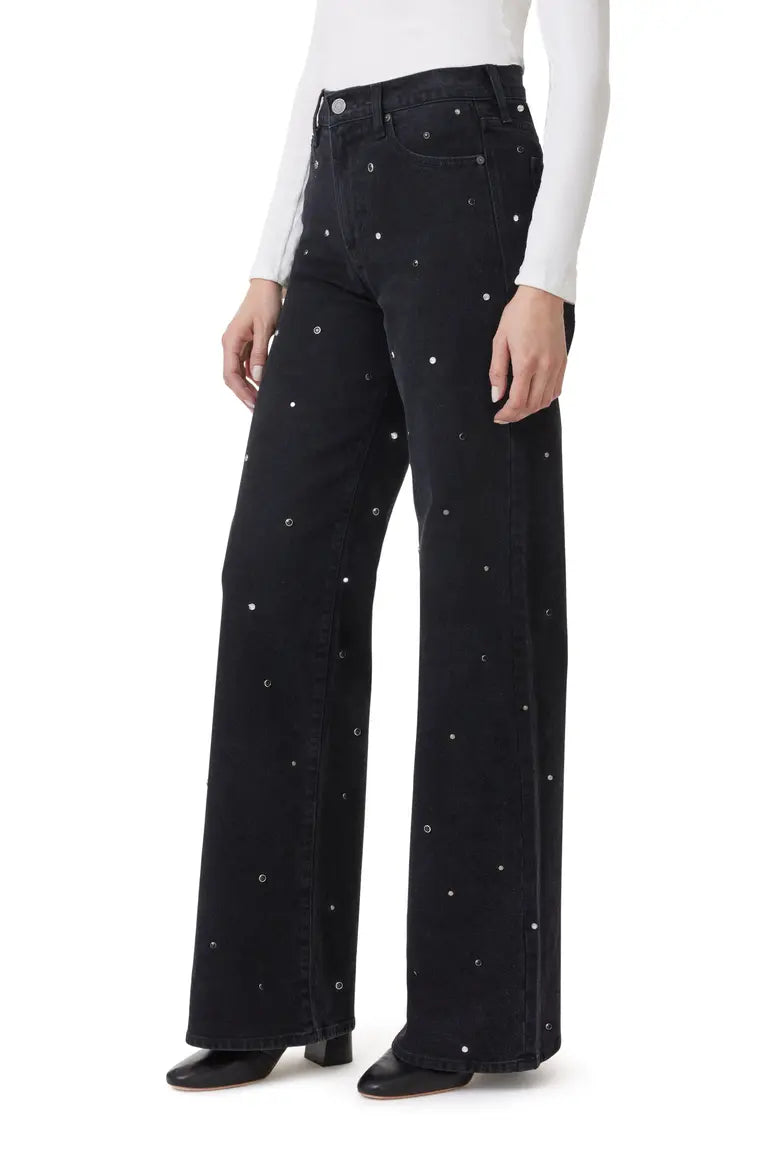 Denver Grommet High Waist Wide Leg Jeans