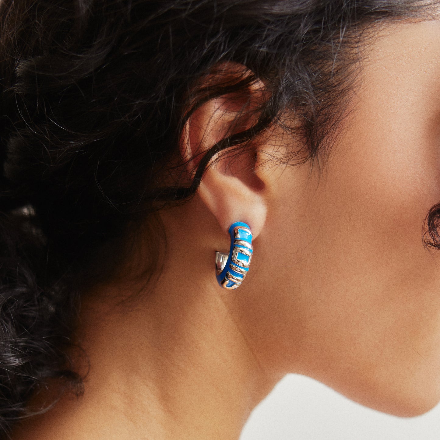 Detroit Lions Puffy Enamel Hoop Earrings
