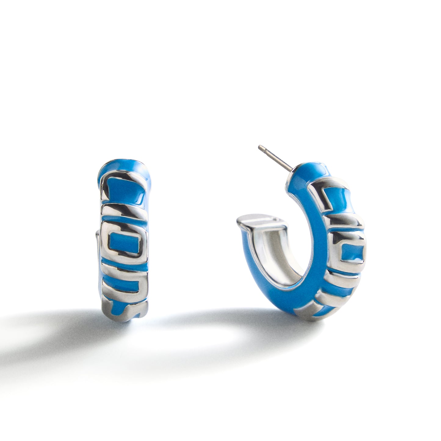 Detroit Lions Puffy Enamel Hoop Earrings