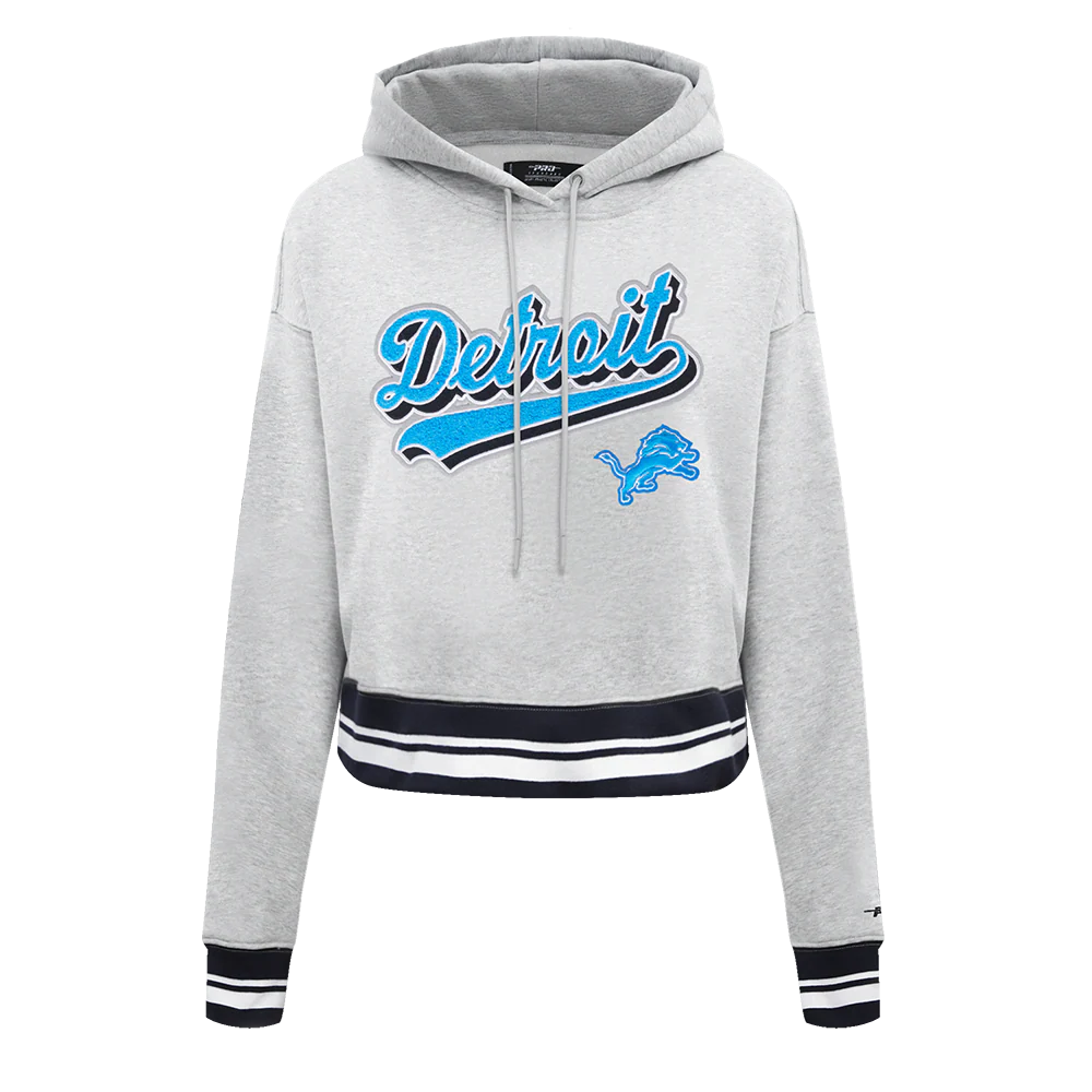 Detroit Lions Script Cropped Hoodie