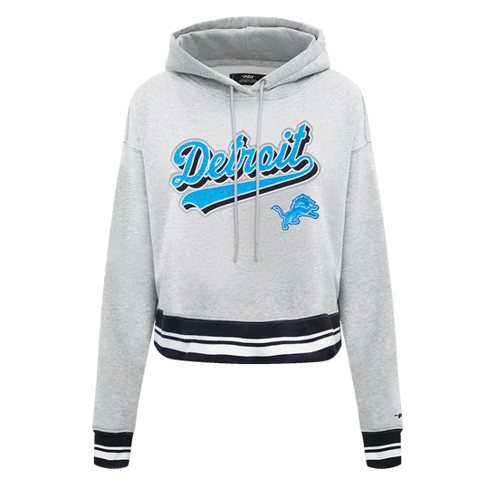 Detroit Lions Script Cropped Hoodie