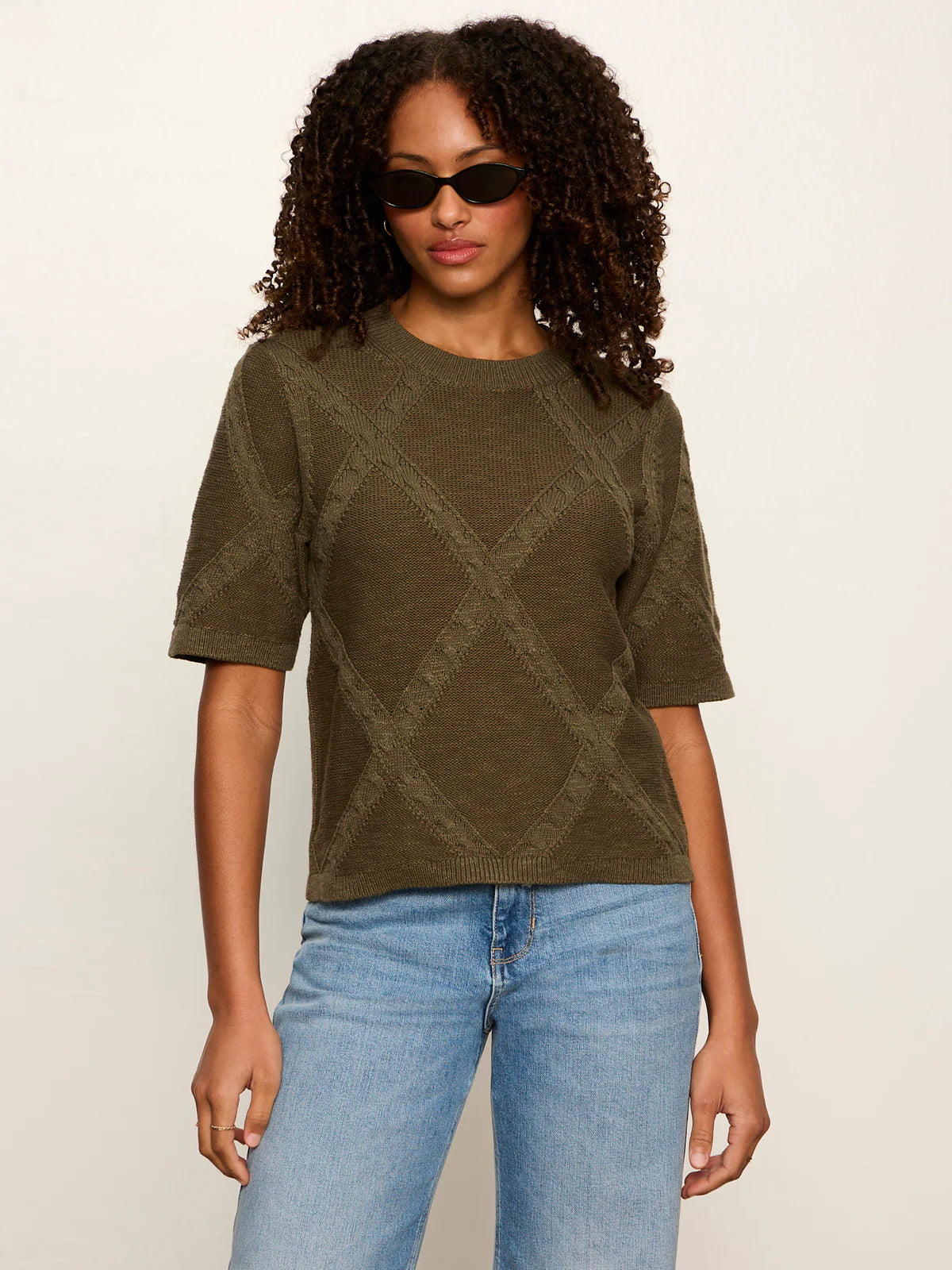 Diamond Stitch Sweater Tee in Kalamata