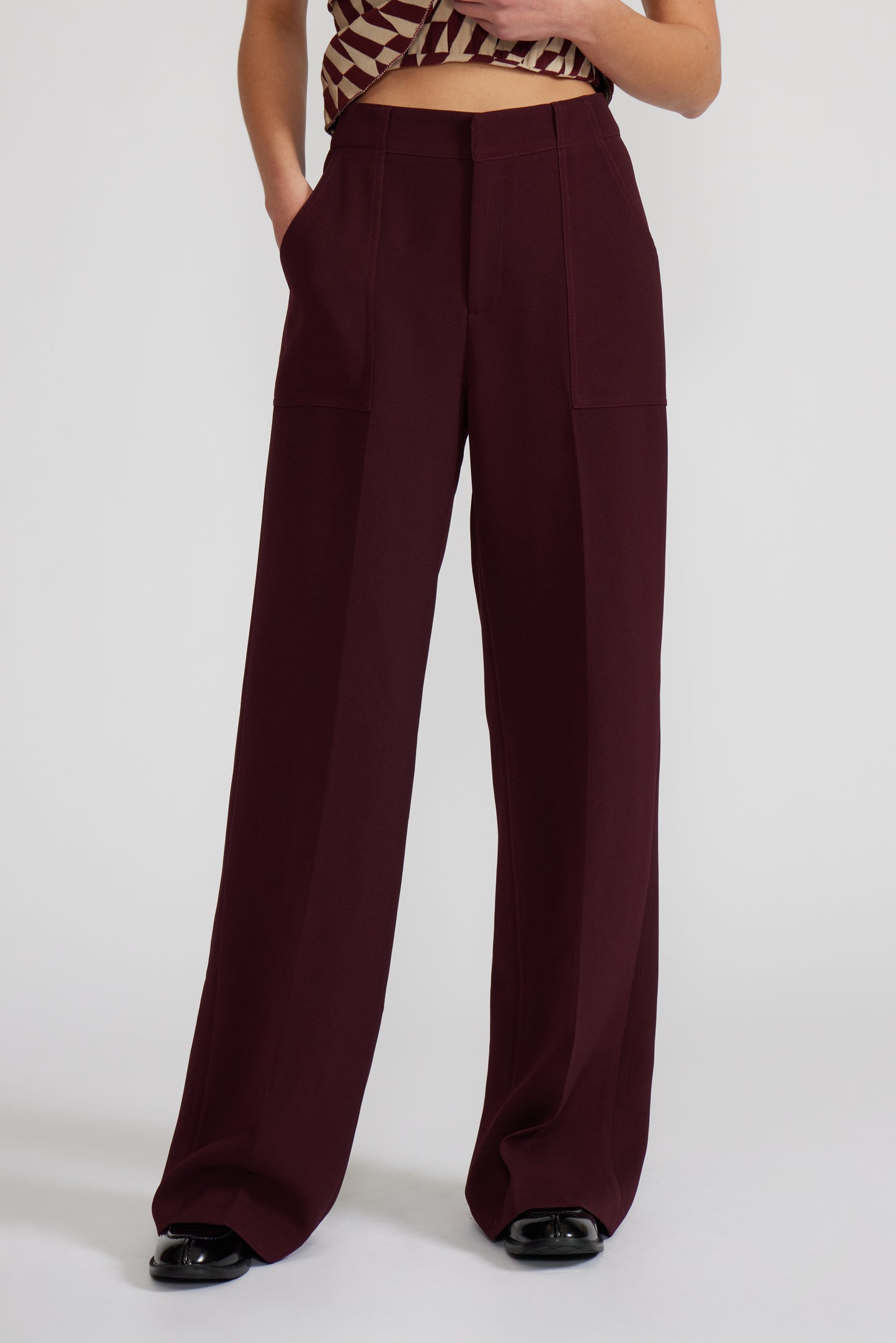 Diana Wide Leg Pant in Burgundy