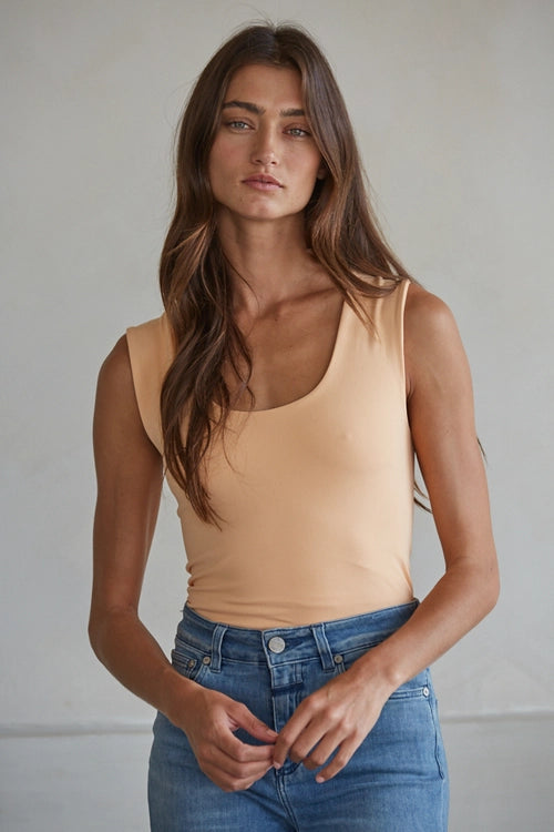 Double Layer Seamless Tank Peachy Orange