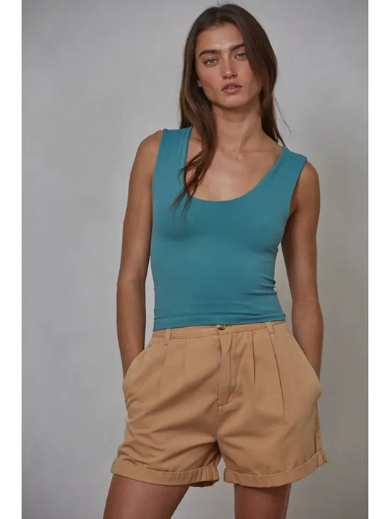 Double Layer Seamless Tank Brittany Blue