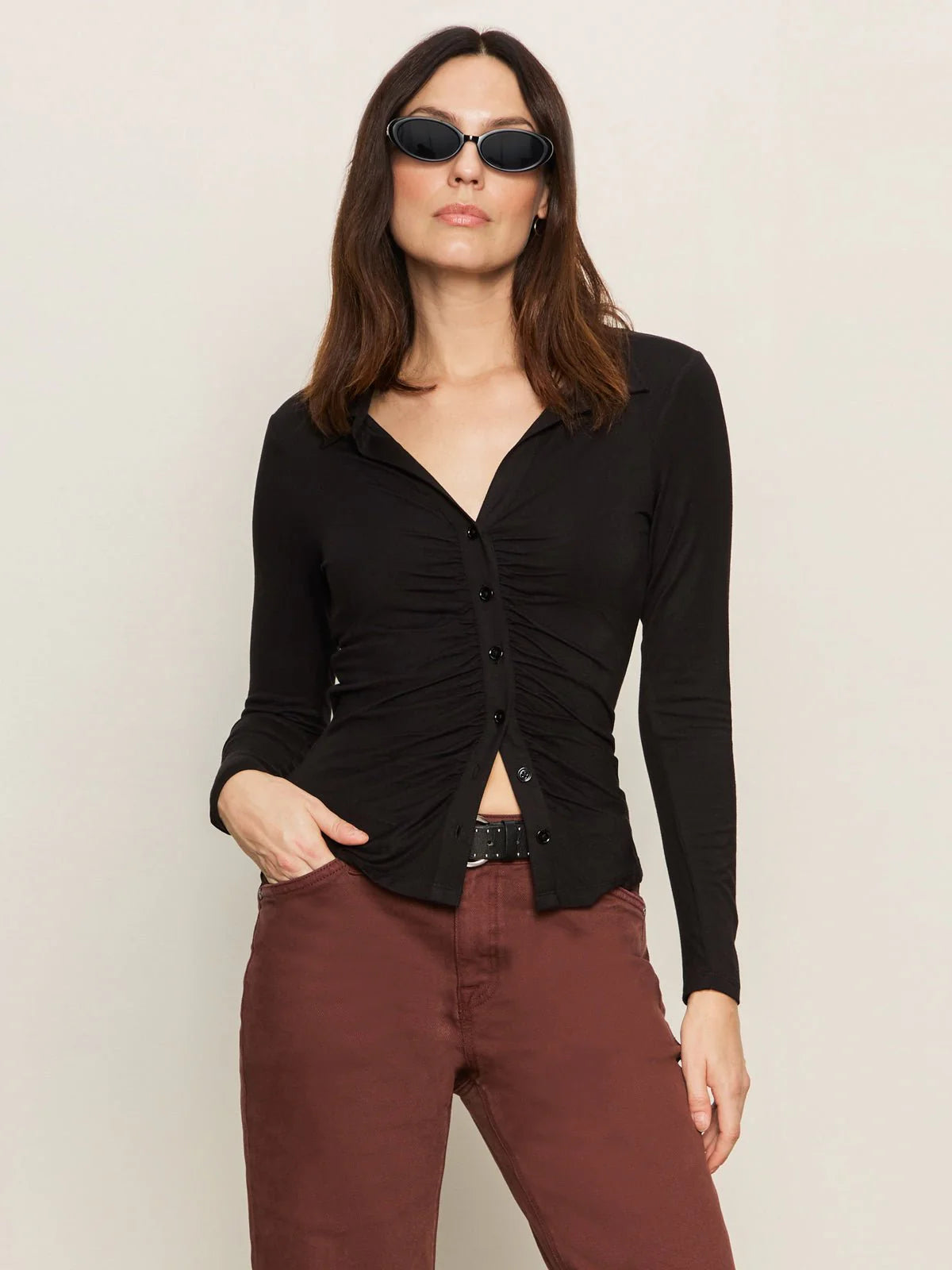 Dream Girl Button Up in Black